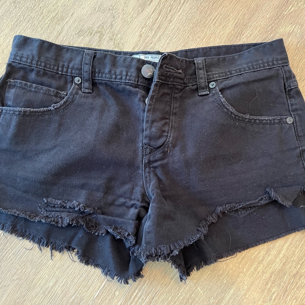 We the Free Free People Black Denim Shorts